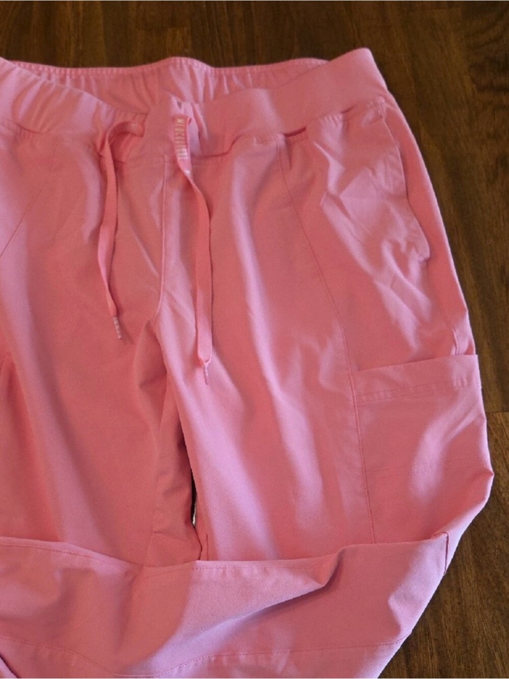Pink Drawstring Jogger Scrub Pants - Picture 2 of 2